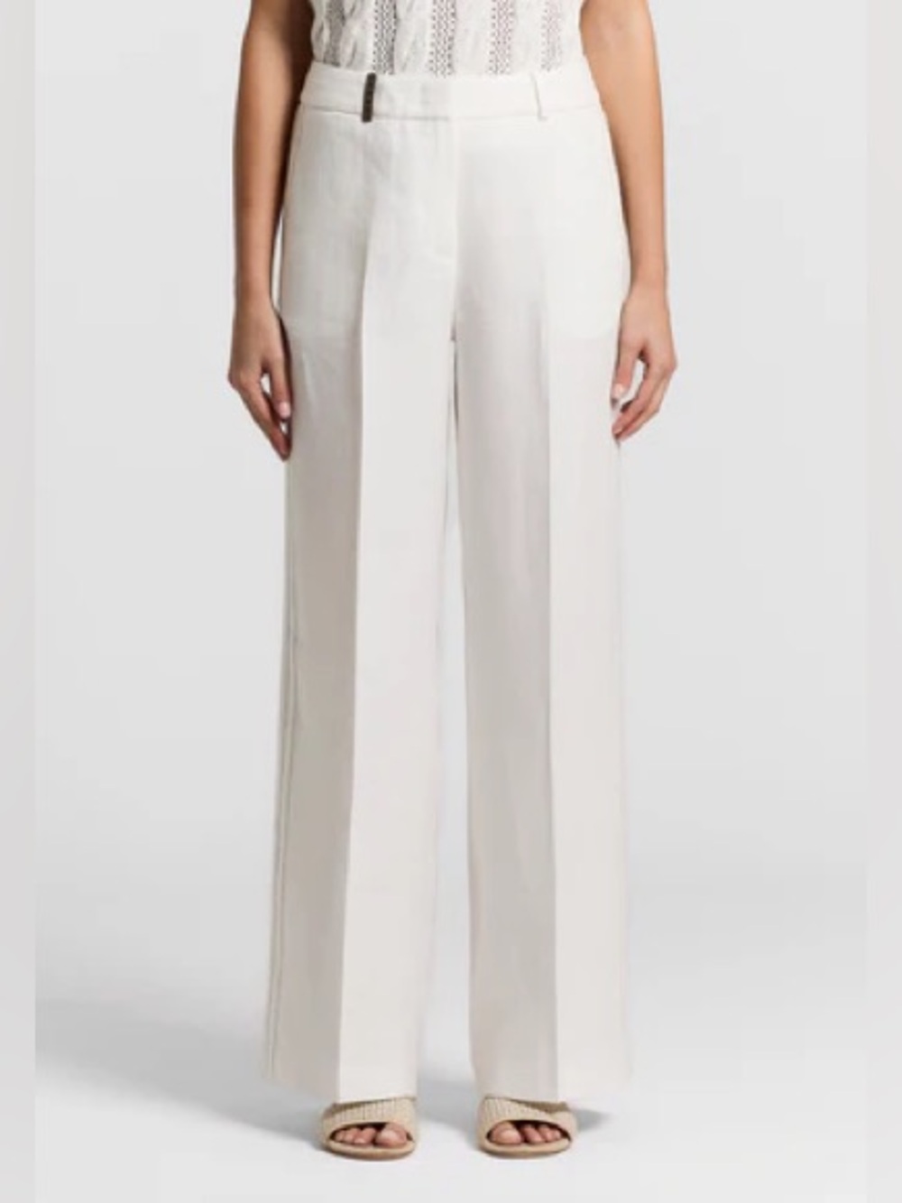 Peserico Cream Wide-Leg Trousers